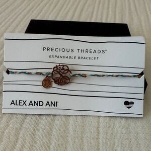 Alex and Ani Gold Charm Bracelet with Multicolor Threads